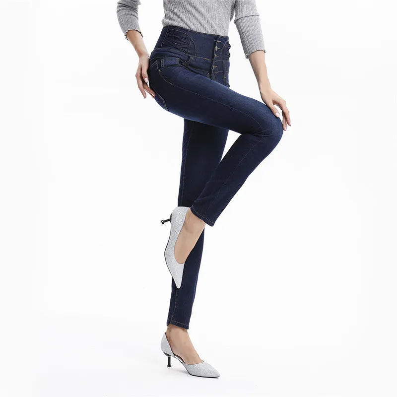 Aankomst Groothandel vrouw denim potlood broek topmerk stretch jeans hoge taille broek vrouwen hoge taille jeans 210302