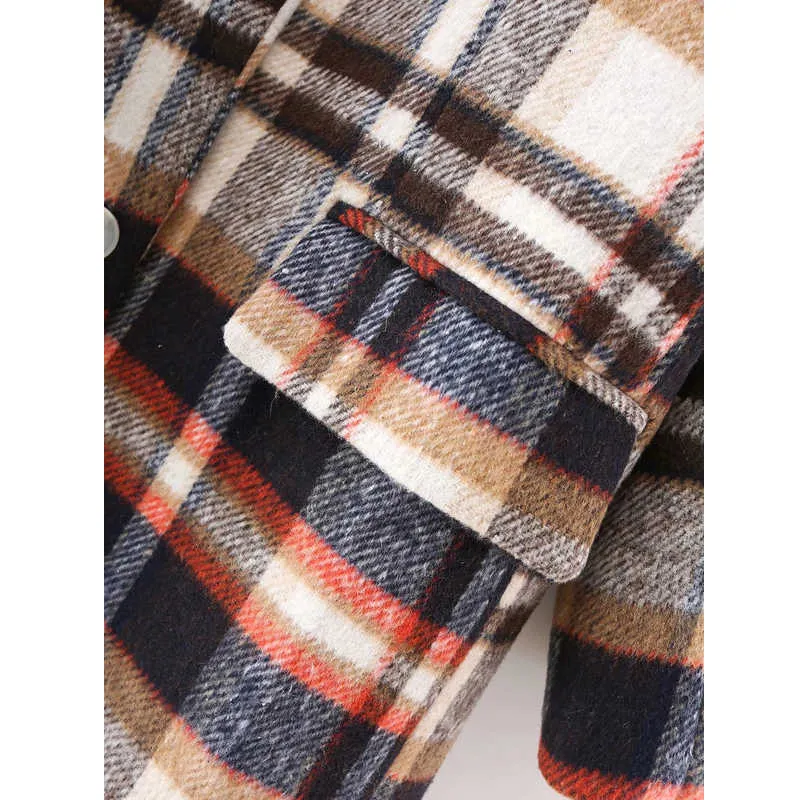 XITIMEAO Women Casual Woolen Coat Blazer Office Lady Plaid Slim Suit Single Breasted Thickening Ladies Blazers 210604
