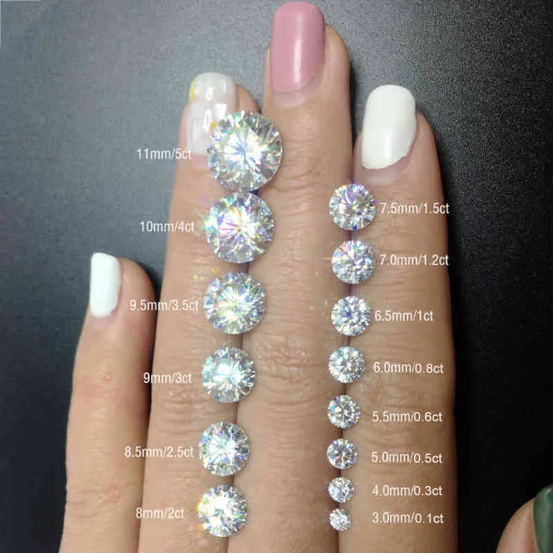 Moissanite lâche D couleur 1.2ct 7mm VVS1 Gra certifié laboratoire diamant pierres précieuses bijoux fournisseurs entiers gemmes