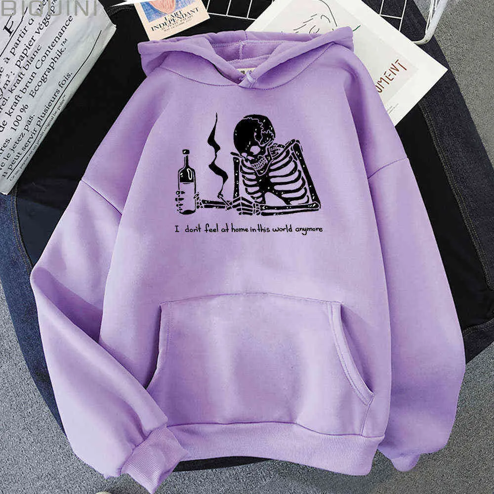 Hoodie Kvinnor Colors12 Hip Hop Oversized Sweatshirt Drink Skull Print Harajuku Streetwear Spring Pullover Gothic Top KPOP Kläder Y0820