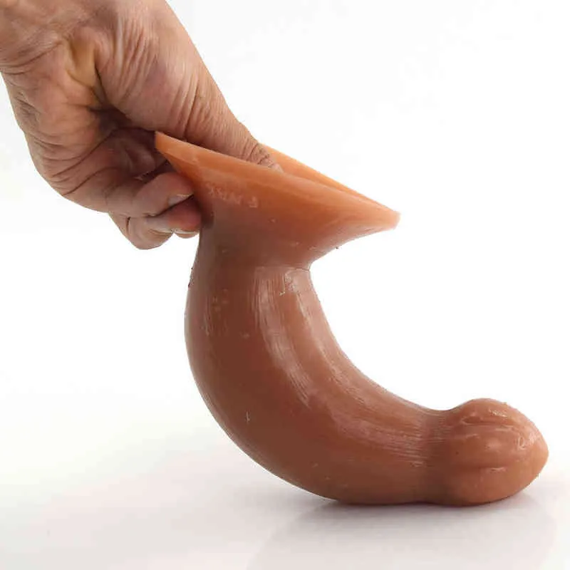 Nxy Dildo Plug anale in silicone a doppio strato con ventosa Design a forma di muscolo Morbido tocco di pelle Giocattoli sessuali donne Uomini Dildo 1204