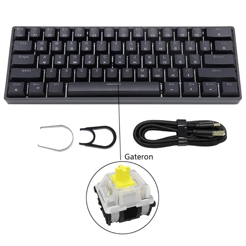 SK61 Gk61 Portable 60% clavier mécanique commutateurs optiques Gateron rétro-éclairé échange à chaud Q9QC