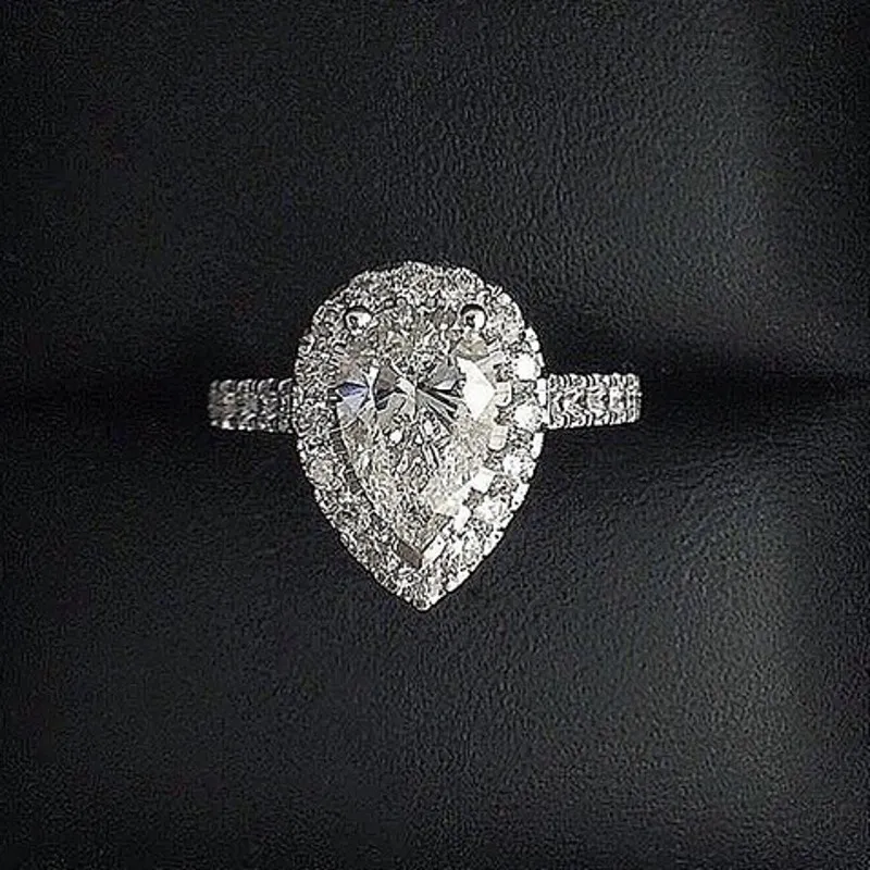 Luxe vrouwelijke belofte ring 925 sterling zilver peer gesneden 3ct cz verlovingsring trouwring voor vrouwen bruidsverklaring sieraden2558454319