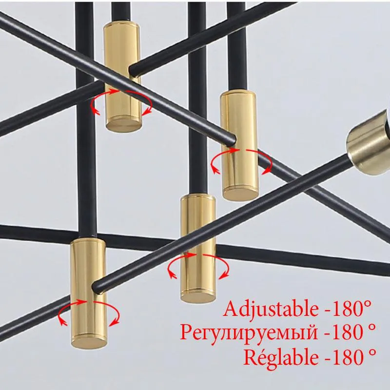 天井照明モダンなシャンデリアリビングダイニングルームのベッドルームのためのランプブラックゴールドライトノルディックホームデコレーションフィクスチャー224o