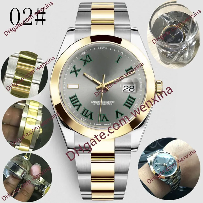 17 Wysokiej jakości automatyczne zegarki mechaniczne 41 mm zielone cyfry rzymskie Wybierz pełne stali nierdzewne zegarek do pływania Super Lumi290u