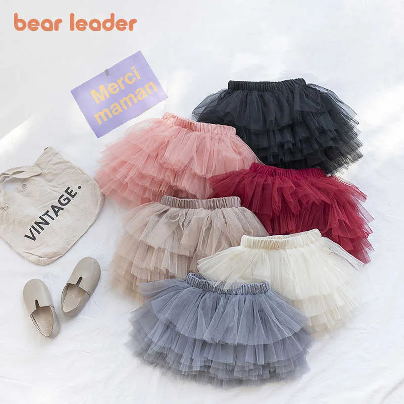 Bear Leader Baby Girls Princess Mesh Jupes Mode Printemps Été Enfants Couches Vêtements de fête Enfants Costumes à plusieurs niveaux 210708