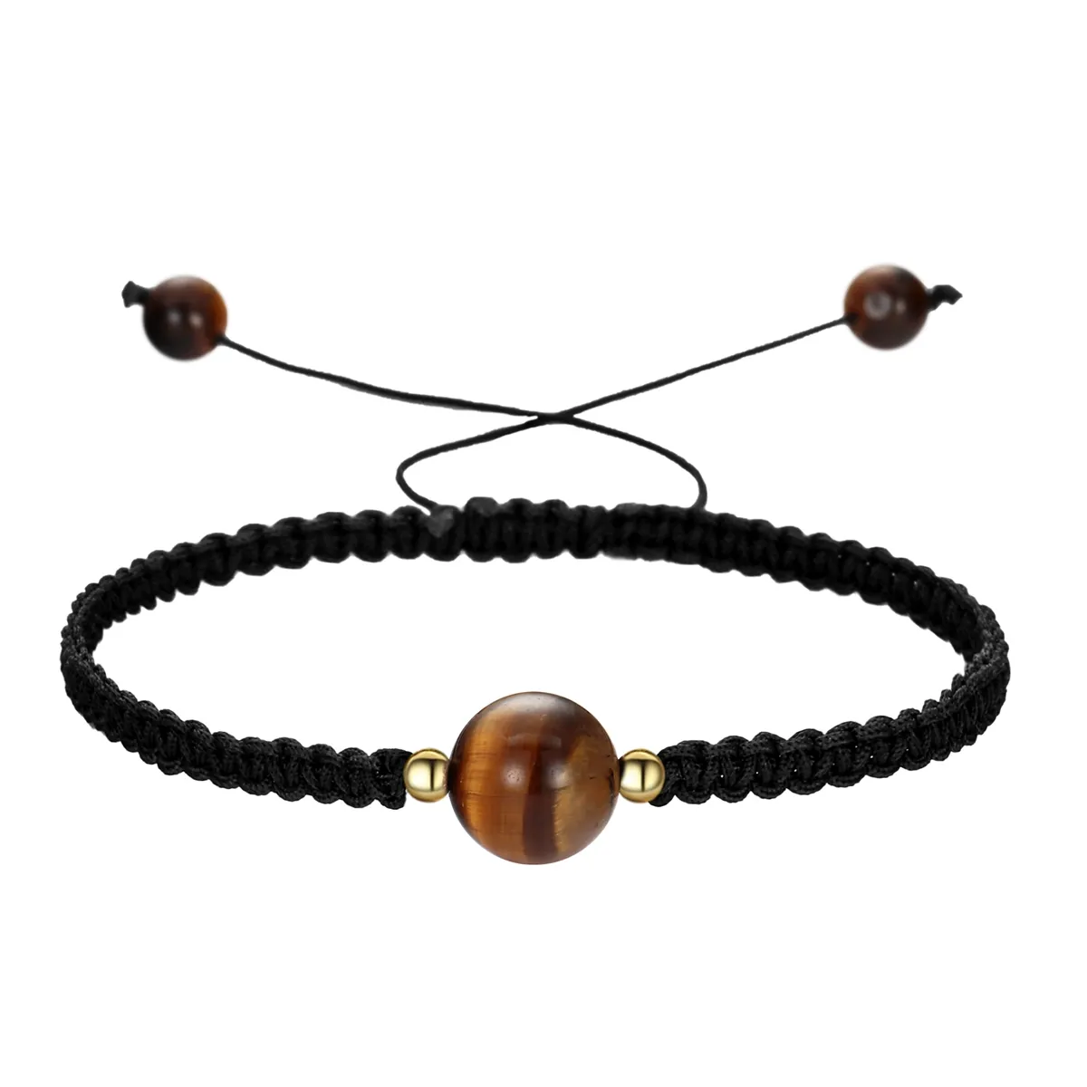 Mężczyźni ręcznie tkane pasma koralikowane Lucky Chińskie węzeł Regulowany Bracelets Bracelets Naturalny Stone Black Onyx Ball Kulki Braid Handmad290t