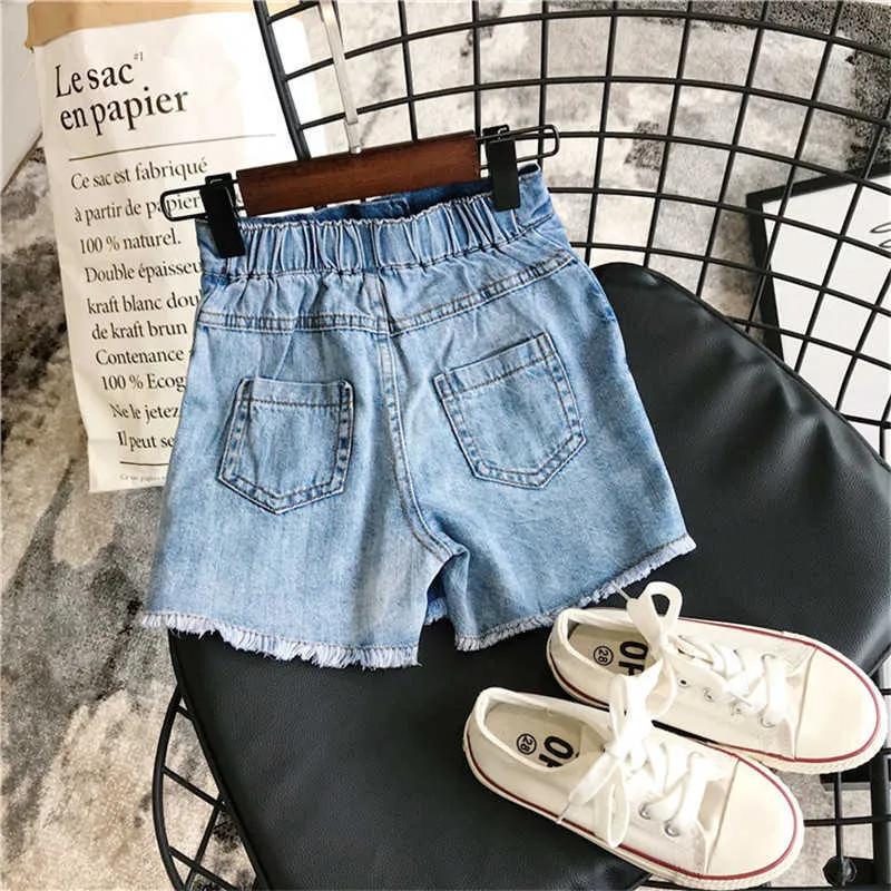 2-8T Jeans Shorts For Girl Toddler Kid Baby Clothes Summer High Waist Denim Skirt Elegant Fashion Streetwear Trouser 210723