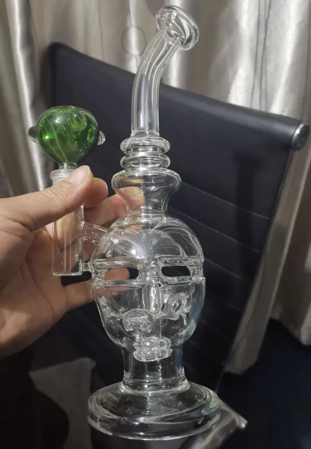 Reciclador de bong de vidro dab rig tubo de água de vidro fabuloso borbulhador de vidro inebriante com junta de 14,4 mm