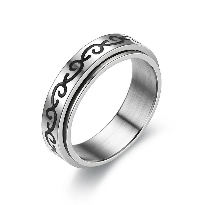 6mm maan en ster spinner ring voor vrouwen mannen roestvrijstalen fidget roterende belofte ring bruiloft band zilveren angst ringen fit tiener meisjes si