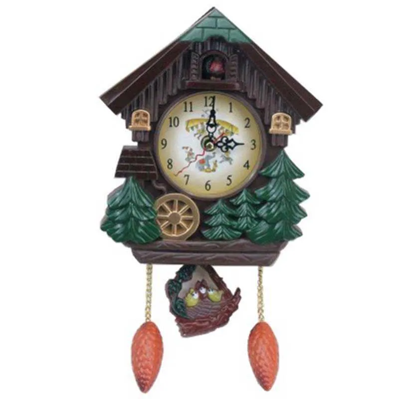 Настенные часы в форме дома с кукушкой, винтажный колокольчик с птицей, таймер для гостиной, маятник, ремесла, художественные часы, домашний декор, 1 шт. 2109135683259