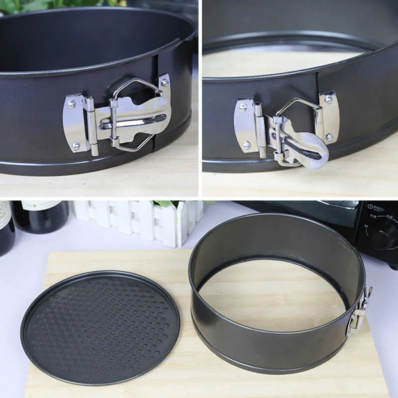 4 storlekar nonstick bakgjutformar kolstål mousse ring 3d rund tårta mögelskitchen dessert kaka dekorationsverktyg 210702