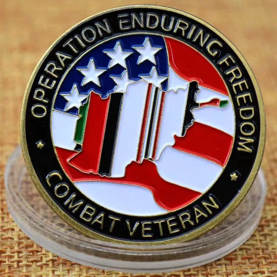 Arts and Crafts Operation Enduring dom Combat Veteran OEF Bronzo Placcato Challenge Coin4807621