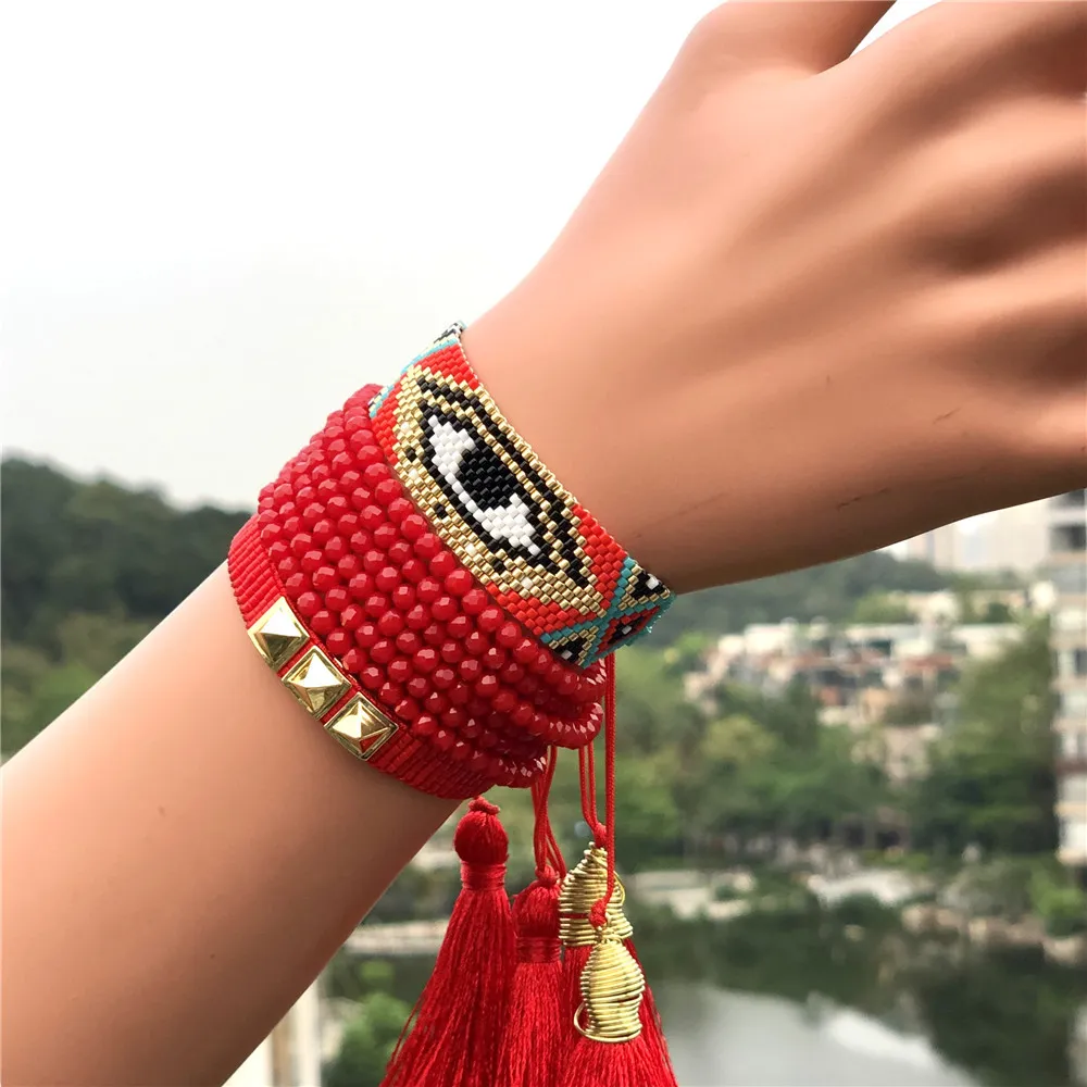 Go2boho Turc Bracelet MIYUKI Evil Eye Bracelets Pour Femmes Bijoux Mexique Pulseras Cadeau Lèvres Étoile Hamsa Main Hommes Brassard