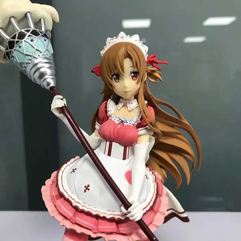 Anime Sword Art Art Online Maid Version Yuuki Asuna 18 Scale PVC Action Action Collection Model Toys Doll Doll Q07226794928