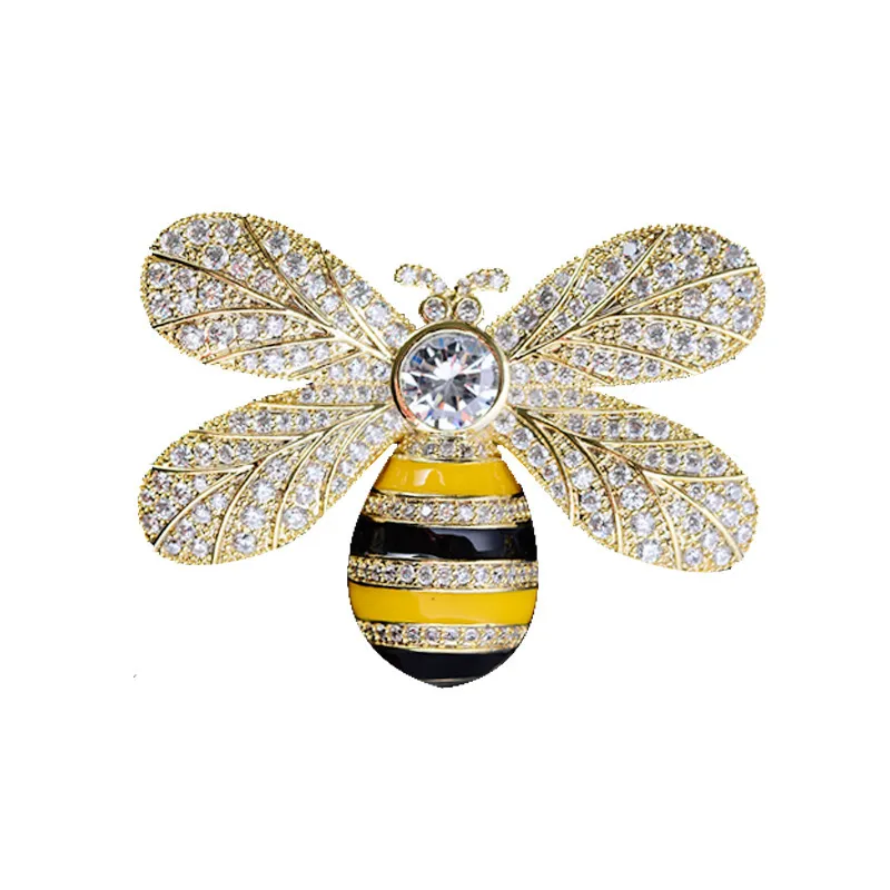 Śliczne broszki pszczoły Pinsy 2021 Modna przyjęcie weselne Biżuteria Cubic Zirkonia Emalia Płytkowany garnitur Corsage Akcesoria 2948707