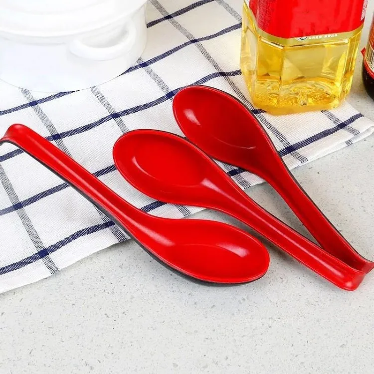 Cuillères en mélamine de couleur rouge et noire, couverts de maison japonais en plastique épicé, bol à soupe, cuillère à bouillie T2I52921