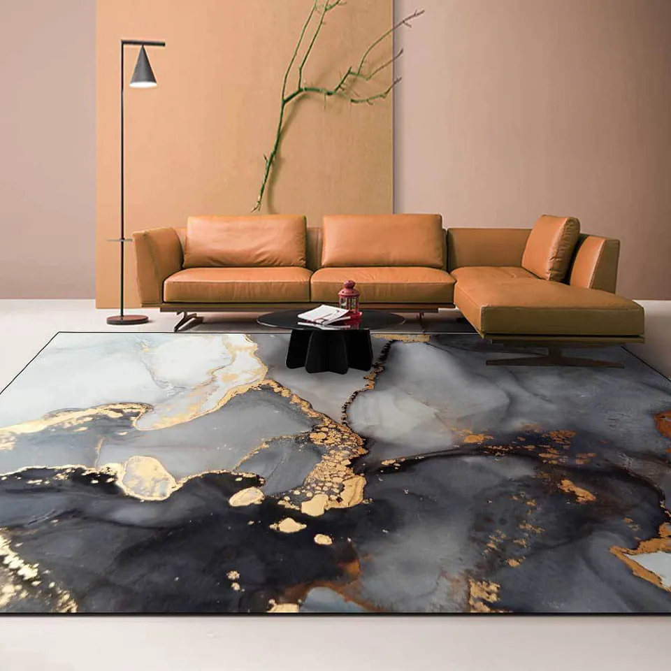 Modern Nordic Large Carpet Living Room 3D Print Gold Black Red Colorful Abstract For Kitchen Bedroom Area Rug Custom Home Mat 210301