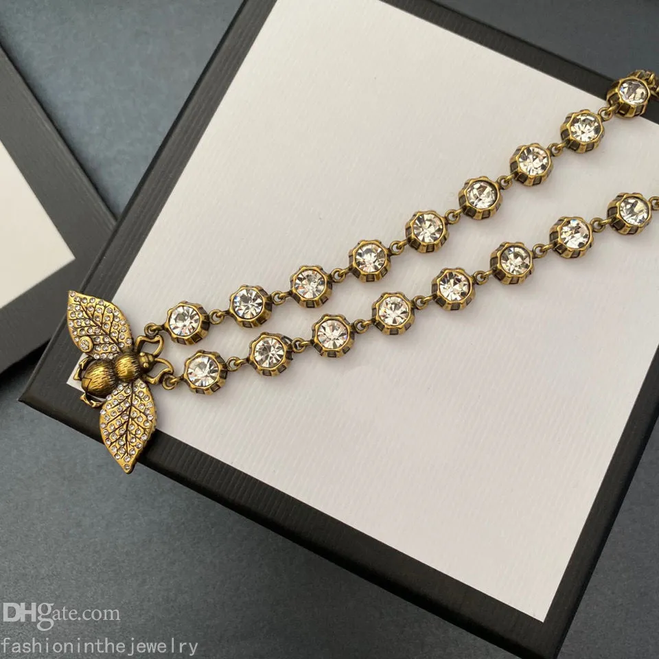 Ожерелье Дизайнерские ювелирные изделия Роскошный бриллиантовый подарок на годовщину золотая подвеска в виде пчелы 14-каратное золото модные начальные подвески ожерелья для женщин s201B