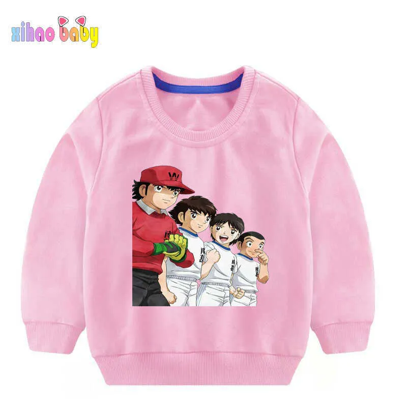 Nieuwste Kinderen Sweatshirt Captain Tsubasa Print Kids Baby Jongen Katoenen T-shirt Jongens Winter Hoodies Sweatshirts Tops Tee 2-13yrs G0908