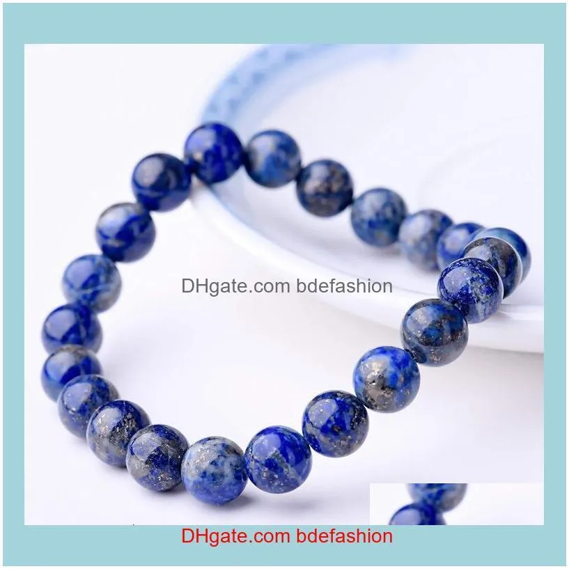 High Quality Natural Stone Lapis Lazuli Beaded Bracelets for Women Men Fashion Energy Bracelet Elastical Jewelry Gift