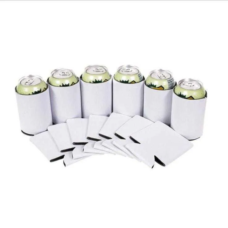 Nouveau Can Cooler Sleeves Bière Blanc Doux Isolé Réutilisable Boisson Coolies pour Manches De Sublimation Personnalisées pour Mariages Fête DAP267