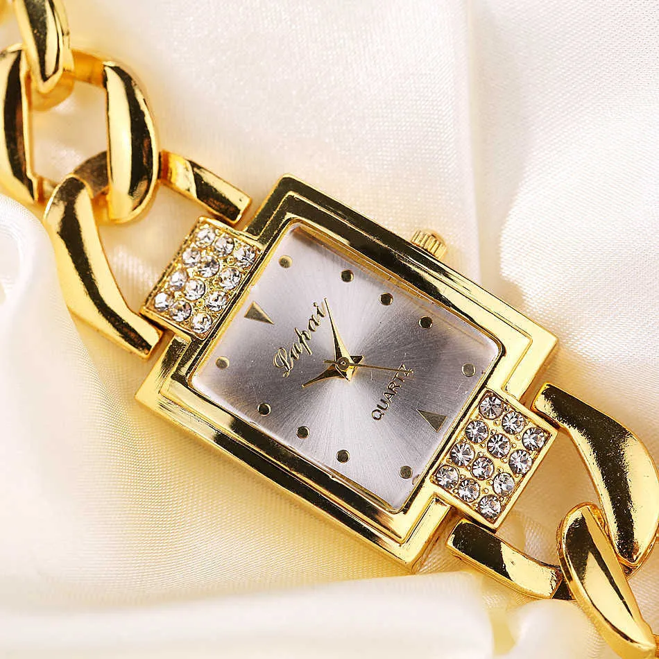 Gwarancja Crystal Diamond Luksusowy złoty zegarek ze stali nierdzewnej G230529