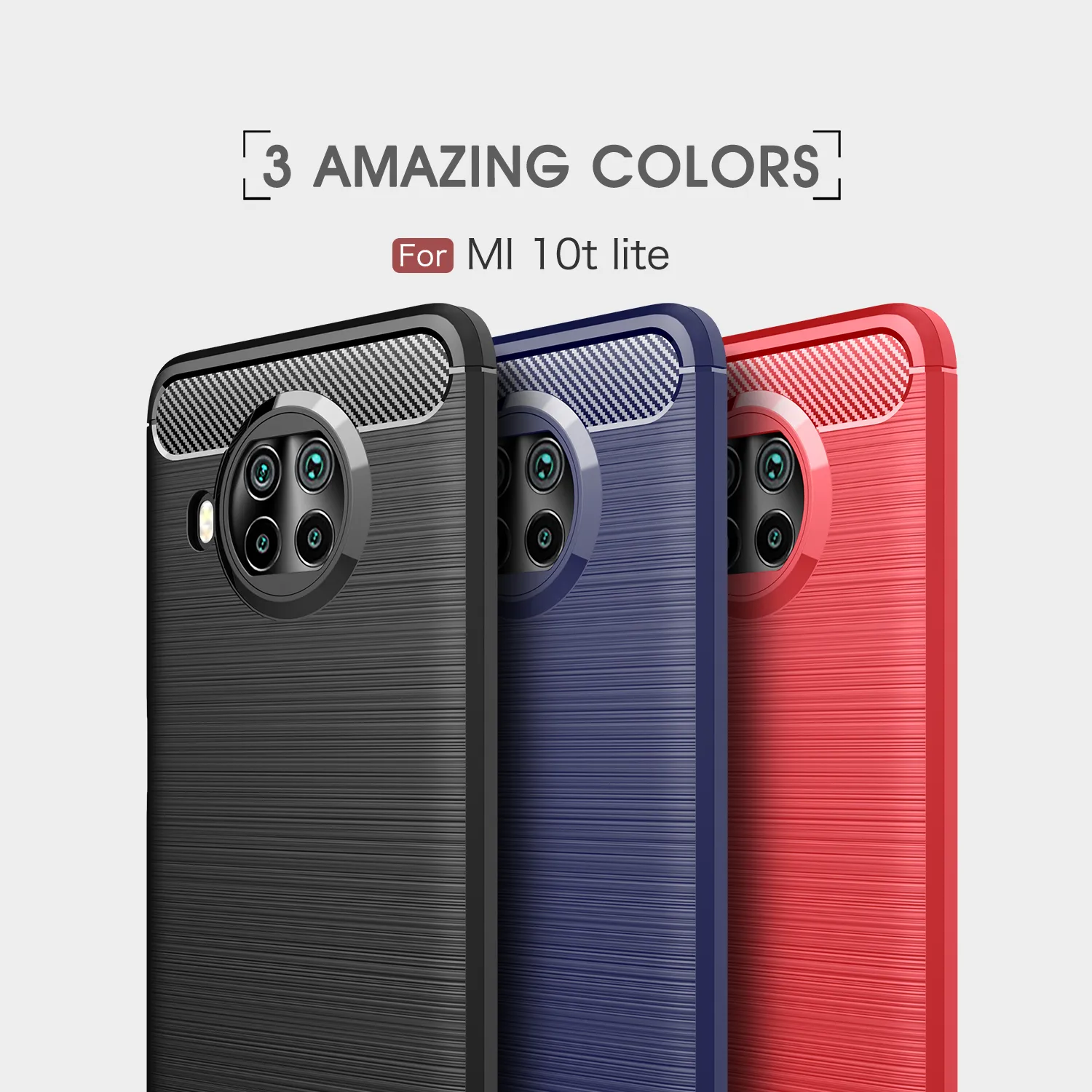 Coques de téléphone portable hybrides en Fiber de carbone brossé, étui arrière pour Xiaomi mi 10t lite 10t pro poco c3 x3 nfc redmi k30 ultra