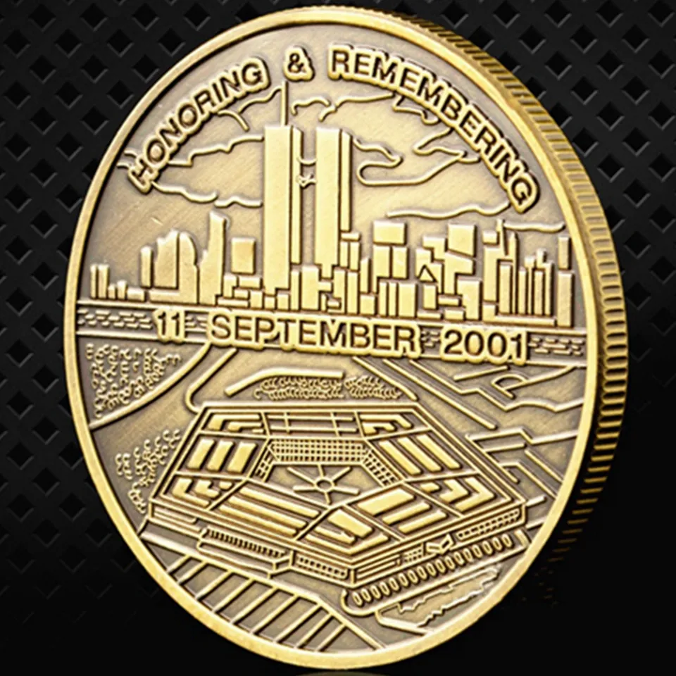Craft honorant Remember 11 septembre Attaques Bronze Plated Challenge Coins Collectibles Souvenirs originaux Cadeaux 9722713