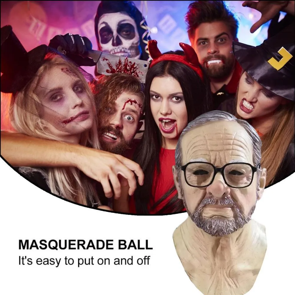 Realistische oude man masker latex volledige gezicht nek helm voor maskerade Halloween party kostuum cosplay rekwisieten