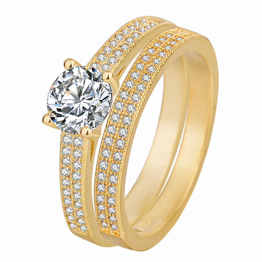 Pierścienie damskie Kryształowa biżuteria pierścień inkrustowany, K-Gold Plated Engagement Party Cluster do stylów zespołu