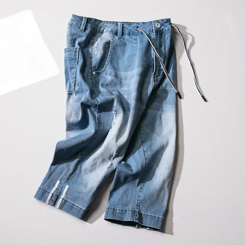 Sommarn nya mäns stretch korta jeans mode casual smal passform av hög kvalitet elastiska denim shorts manliga märke kläder t200512