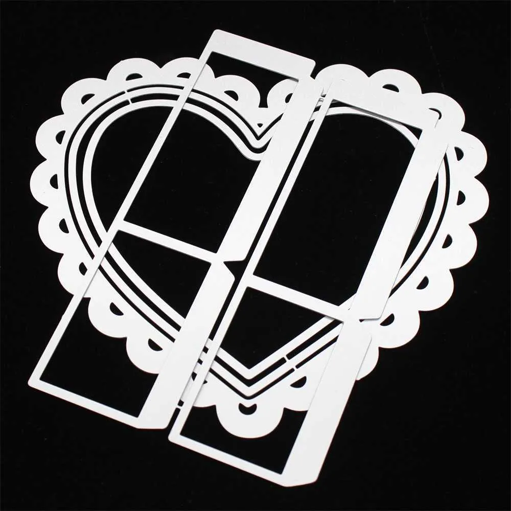 KSCRAFT Coeur festonné Boîte de faveur Boîte de découpe en métal Pochoirs pour bricolage Scrapbooking décoratif gaufrage cartes en papier bricolage 210702