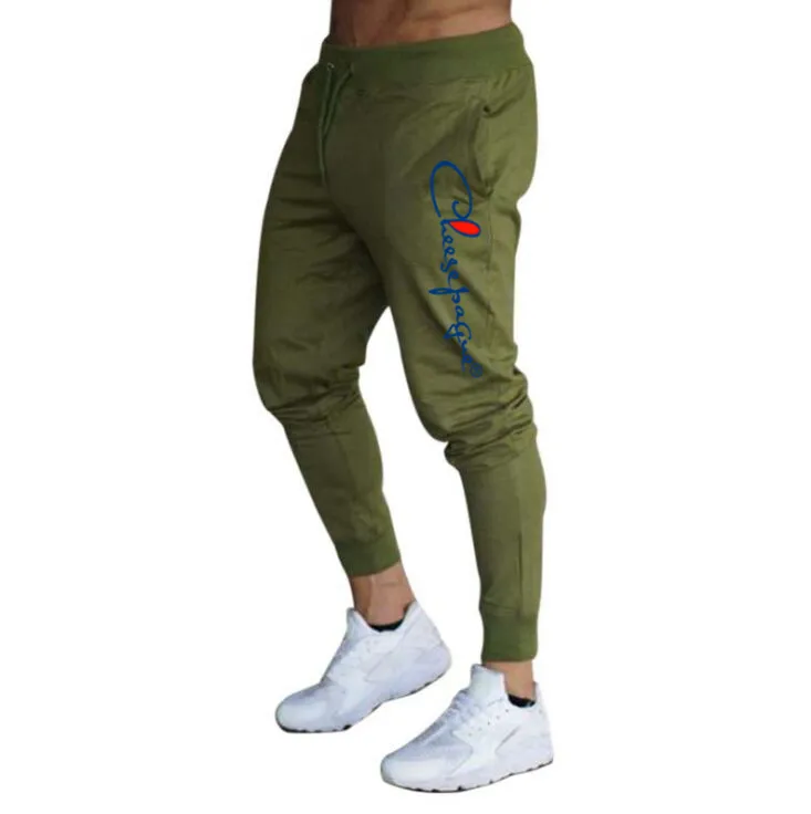 Brand letter printing Muscle Fitness Running Pants Training Sports Cotton Trousers Men's Breathable Slim Beam Mouth Casual He223S