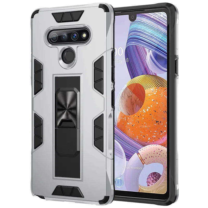 2 In 1 Stoßfänger robuste Rüstungsmagnethülle für LG Stylo 6 Business -Typ -Schockfinger -Ringhalter Hybrid Rückzugsabdeckung ETUI2421540