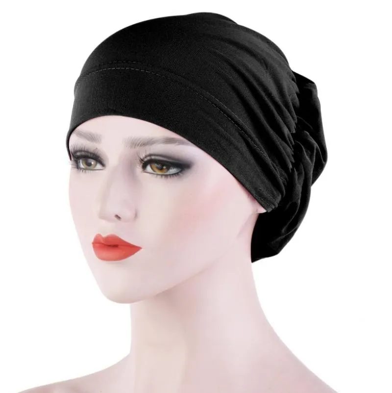 Beanie Skull Caps Women Hair Loss Scarf Elastic Lady Cancer Chemo Cap Muslim Turban Hat Arab Head Wrap Cover Beanie Headwear Skull253I
