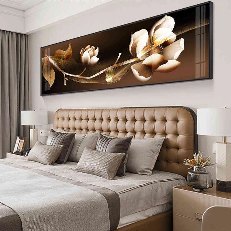 Zwart Gouden Roos Bloem Vlinder Abstract Wall Art Canvas Schilderij Poster Print Horizonta Foto voor Woonkamer Slaapkamer Decor 211025183658