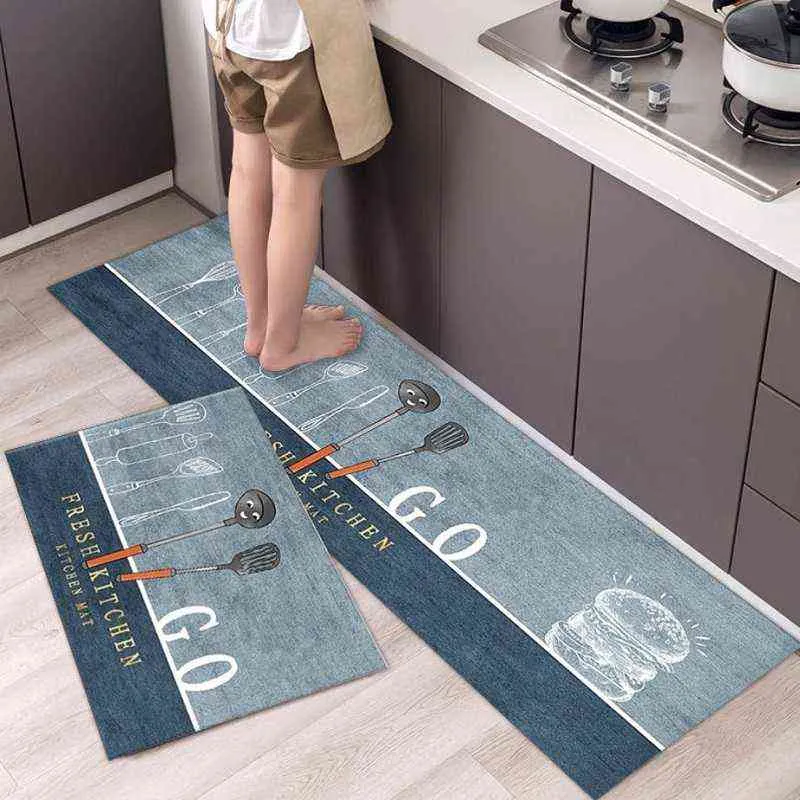 Dessin animé long tapis de cuisine antidérapant pour sol tapis de bain moderne entrée extérieure paillasson lavable salon salle de bain tapis 211109