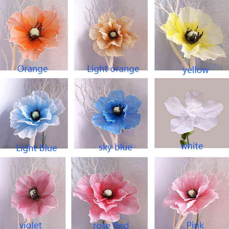 Artificial Giant Poppies Wedding Fake Large Flower Wall Background Display Road Lead Shopping Mall Window Shooting Props 2111209029900