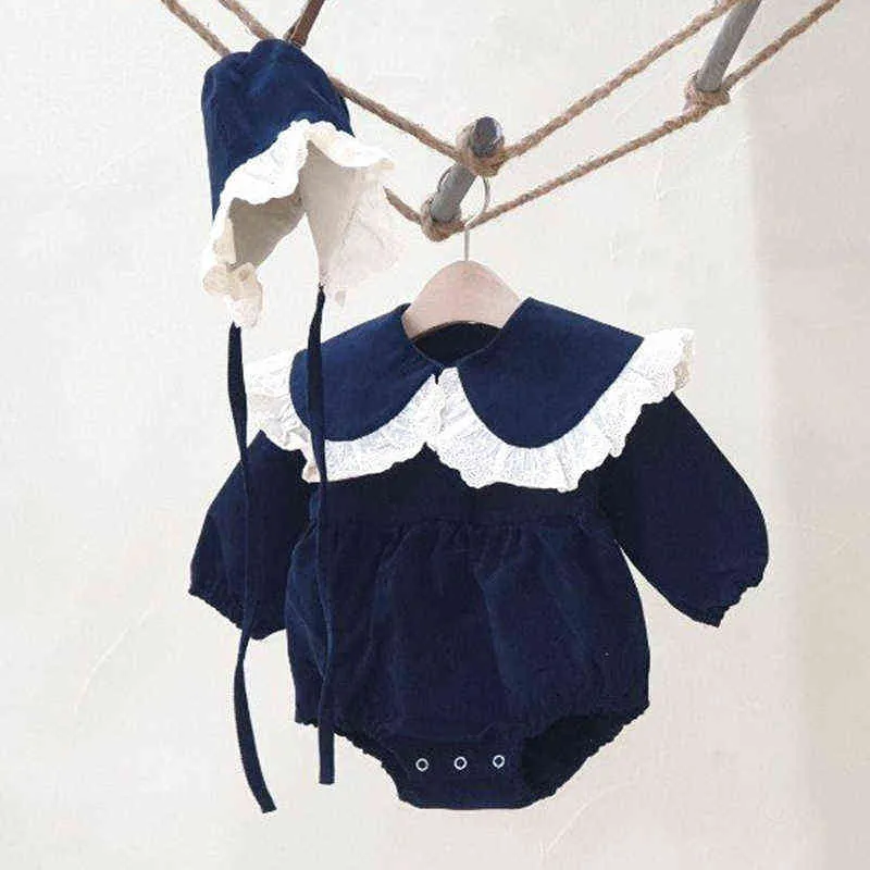 Höst Baby Girls Romper Högkvalitativ Söt Crochet S Toddler Brand Spädbarn Härlig Corduroy Kläder 211229