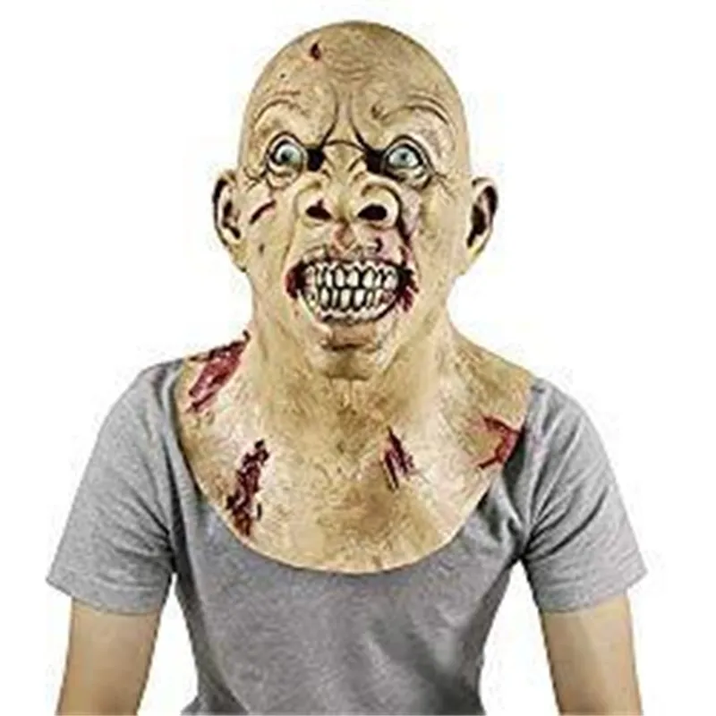 Kosmask halloween skräck full ansiktsmask läskig skrämmande zombie latex mask kostym party rekvisita q0806255z