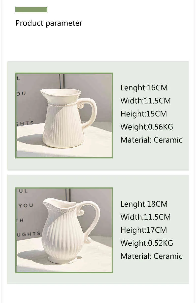 Vaso in ceramica bianca nordica brocca vaso vaso a mano decorazione vintage vasi decorazioni la casa giardino fatato fiori secchi vaso decorazioni natalizie 211546690