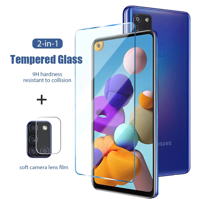 2IN1 Kameraobjektiv-Displayschutz für Samsung Galaxy A10S A20S A21S A30S gehärtetes Glas für A40S A50S A70S A Quantum-Glas