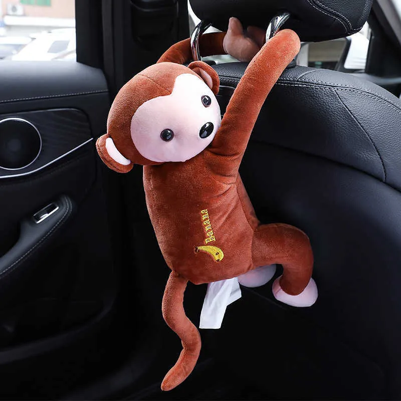 Cartoon Cute Animal Car Tissue Holder Back Hanging Box Covers Napkin Paper Towel Case 210818