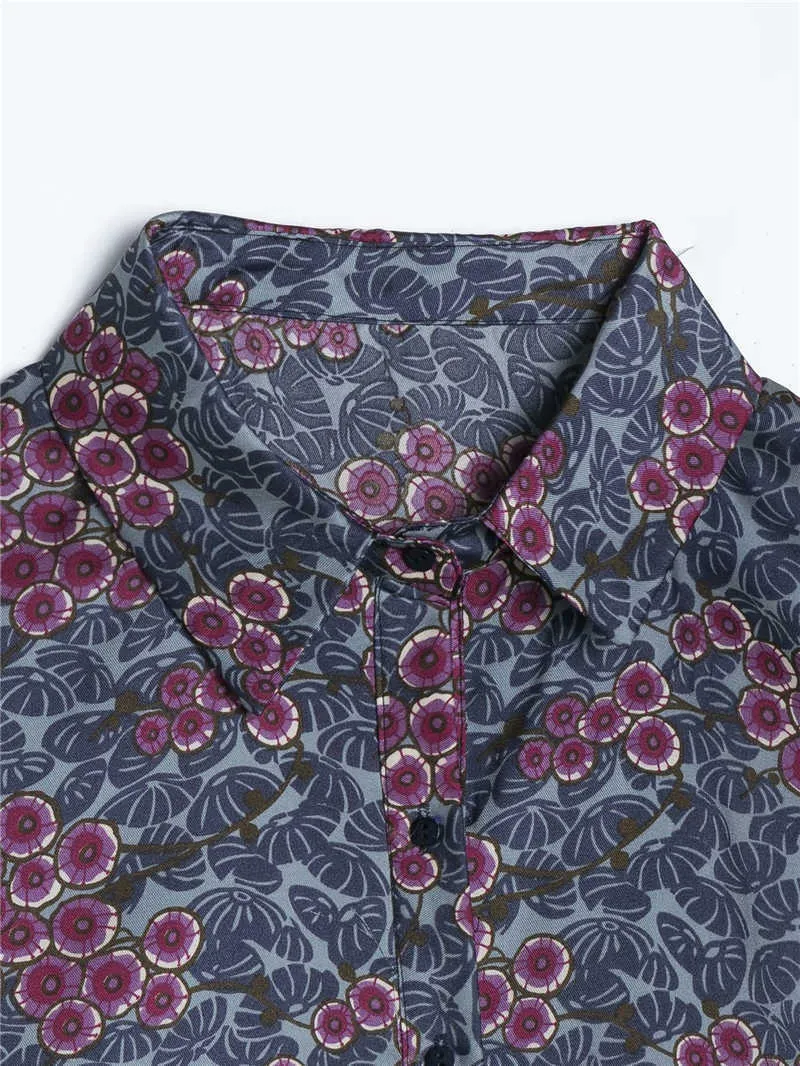 Mulheres Vintage Frutas Impressão Camisas Moda Senhoras Desligam-se Collar Tops Streetwear Feminino Chic Ruffles Blusas 210527
