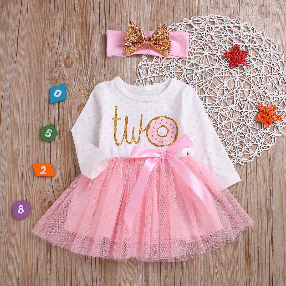 infantil baby striped 1st 2nd 3rd birthday smash cake dress little girls long sleeve tutu casual outfit for toddlers 210529
