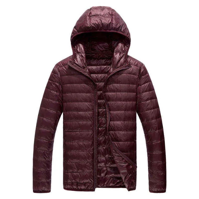 Couleur pure haut de gamme chaud mode pour hommes plume à capuche doudoune hiver Boutique mâle manteau mince léger pardessus G1108