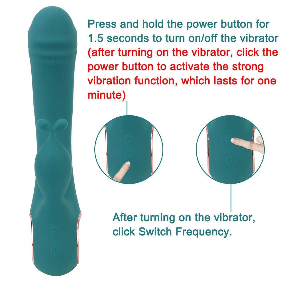 Massageartikel 10-Frequenz-Dildo-Kaninchen-Vibrator G-Punkt-Klitoris-Stimulation Vaginal-Anal-Massagegerät Erwachsene Produkte Sexy Spielzeug für Frauen