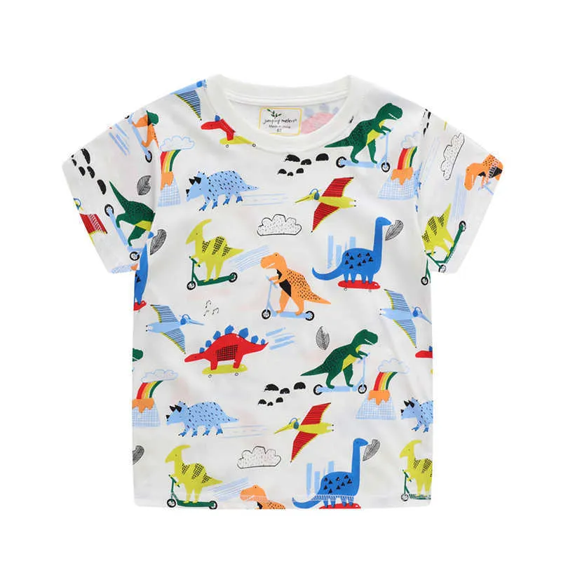 Hoppmätare Cartoon Print Boys T Shirts för sommar mode baby bomull kläder som säljer barn toppar toddler tees 210529