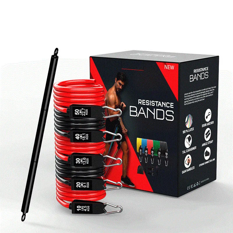 Portabel Pilates Bar Kit med motståndsband Hem Gym Bodybuilding Elastic Rubber Muscle Workout Fitness Equipment 220216